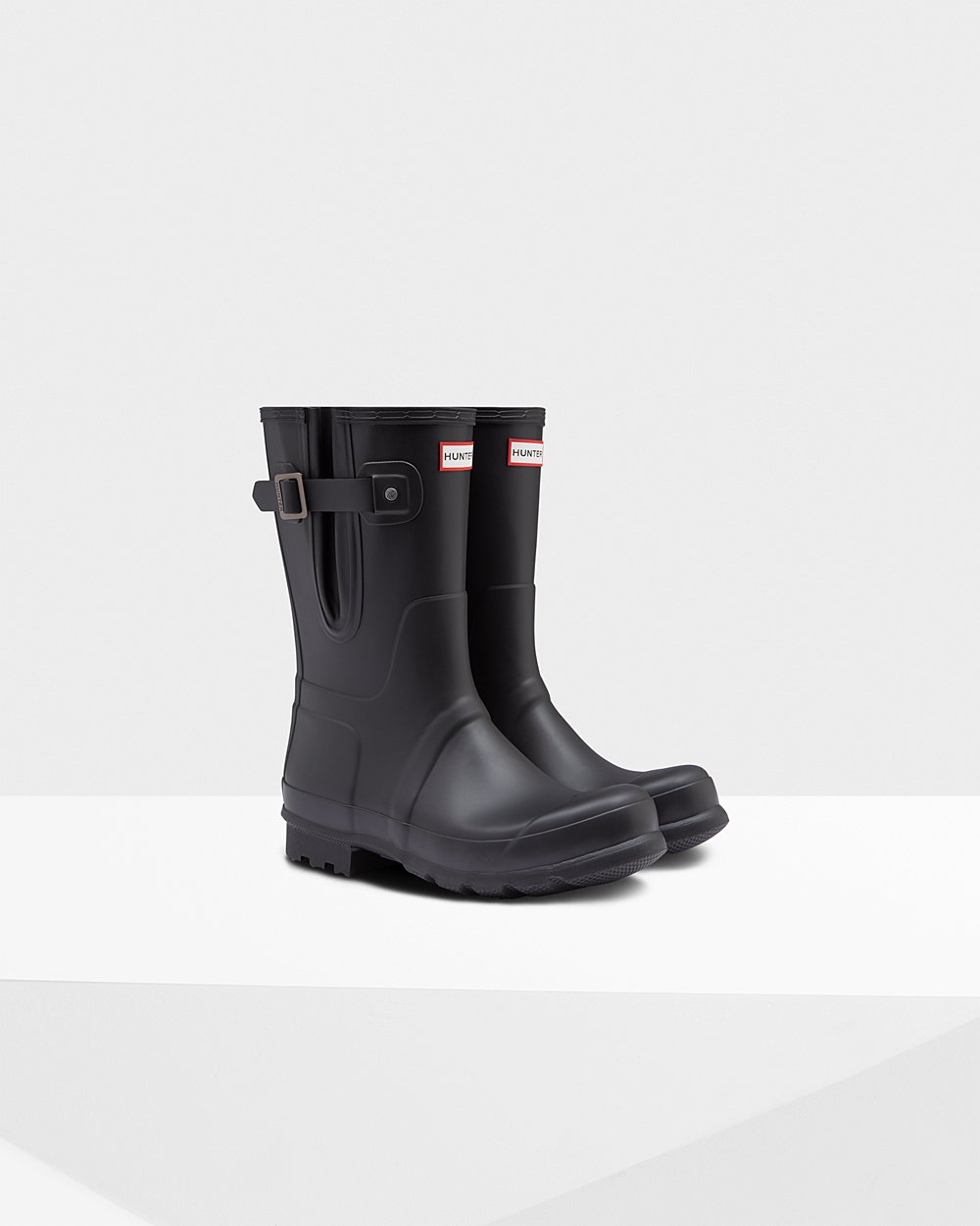 Men Hunter Original Side Adjustable | Short Rain Boots Black | NZ-27651-GODA